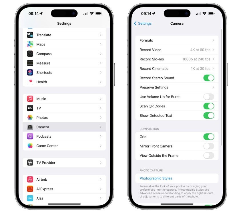 تنظیمات دوربین آیفون 17