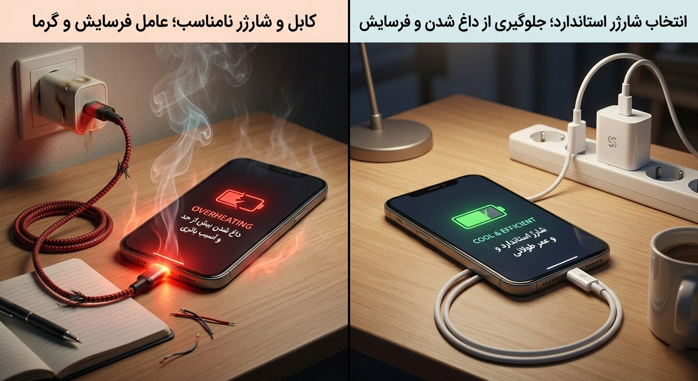 علت داغ شدن گوشی به دلیل کابل و شارژر نامناسب
